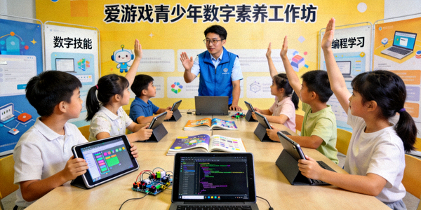 爱游戏青少年数字素养工作坊现场 - 孩子们学习编程与数字技能