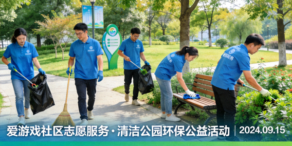 爱游戏员工参与社区志愿服务 - 清洁公园环保公益活动照片
