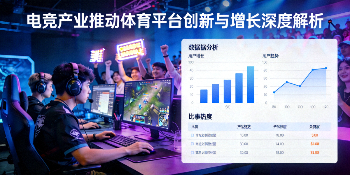 电竞产业推动体育平台创新与增长深度解析文章封面图 - 展示电竞比赛场景与数据分析图表