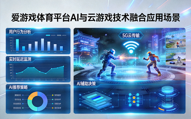 爱游戏体育平台AI与云游戏技术融合应用场景展示 - 智能数据分析界面与云端对战示意图